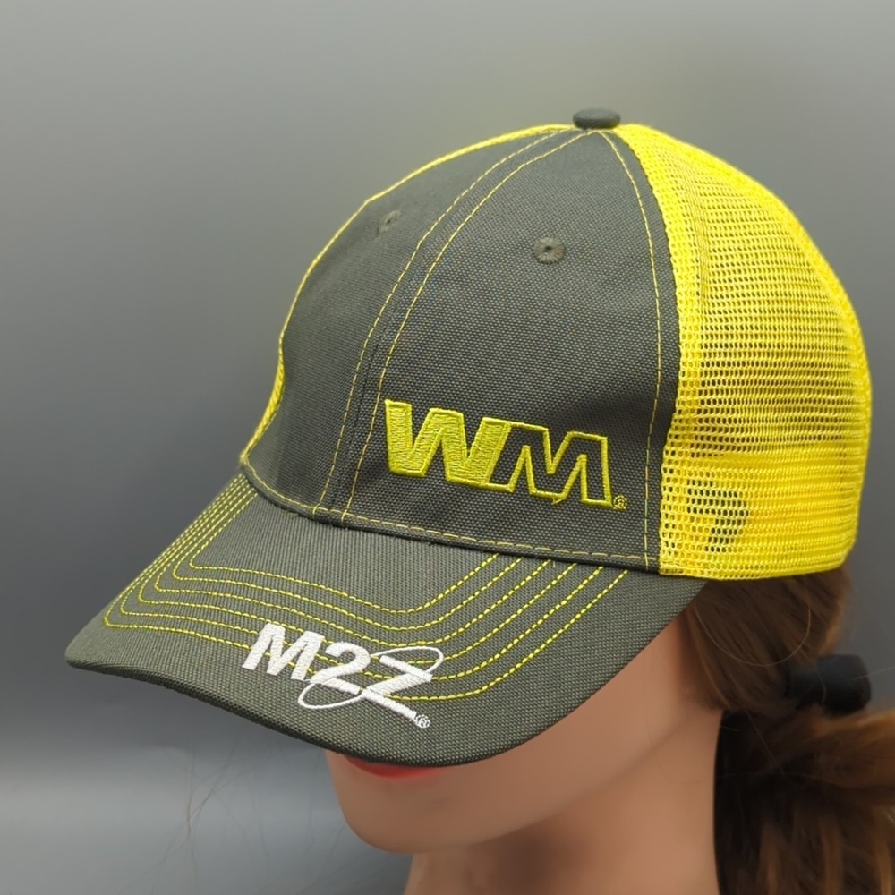 Waste Management Hat Cap Olive Green Yellow Snapback M2Z LifChgr Mesh Back